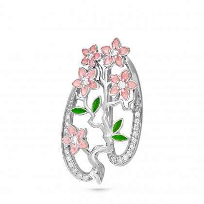 Брошь из серебра с фианитом